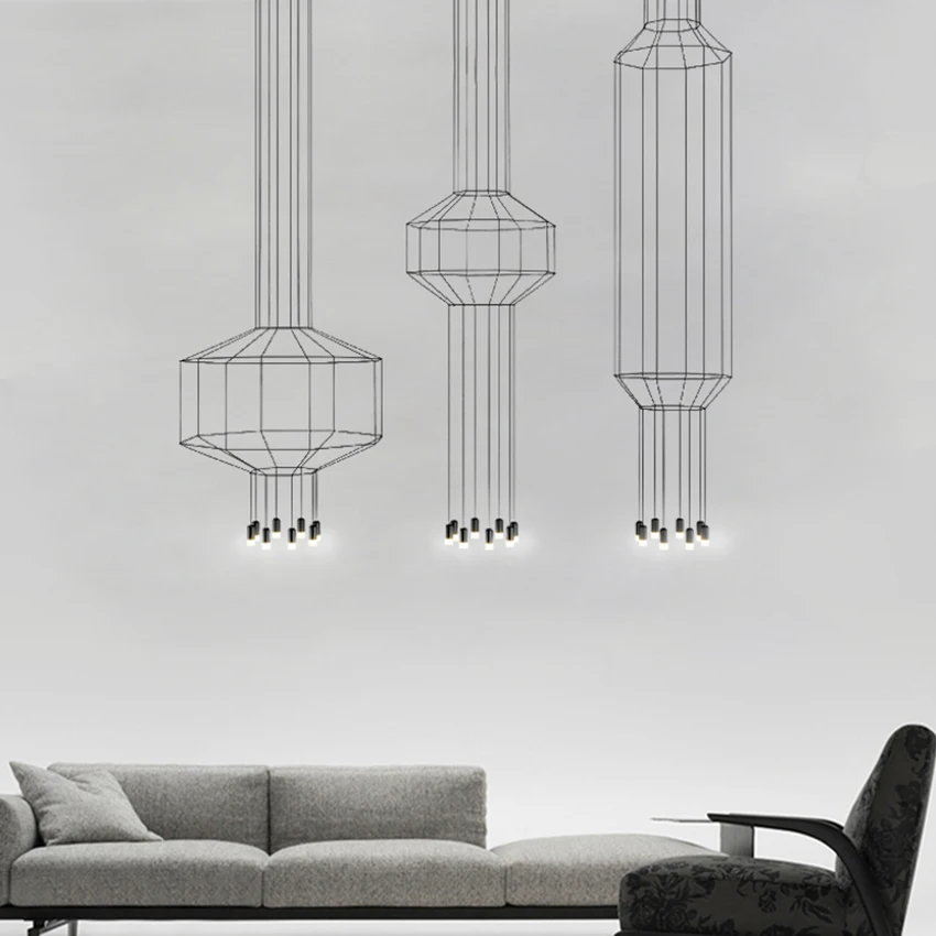 

Post-modern Led Geometric Line Pendant Lamp Living Room Restaurant Indoor Decor Hanglamp Kitchen Fixtures Suspension Luminaire