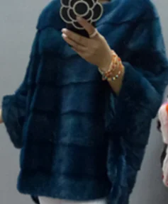 Новая роскошная женская шуба из натурального меха норки, пальто-кардиган на молнии в полоску - Цвет: Peacock Blue  zipper