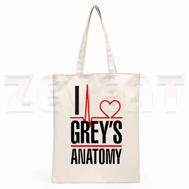 Greys Anatomy You're My Person Ullzang Hip Hop Hipster Cartoon Print Shopping Bags Girls Fashion Casual Pacakge Hand Bag D