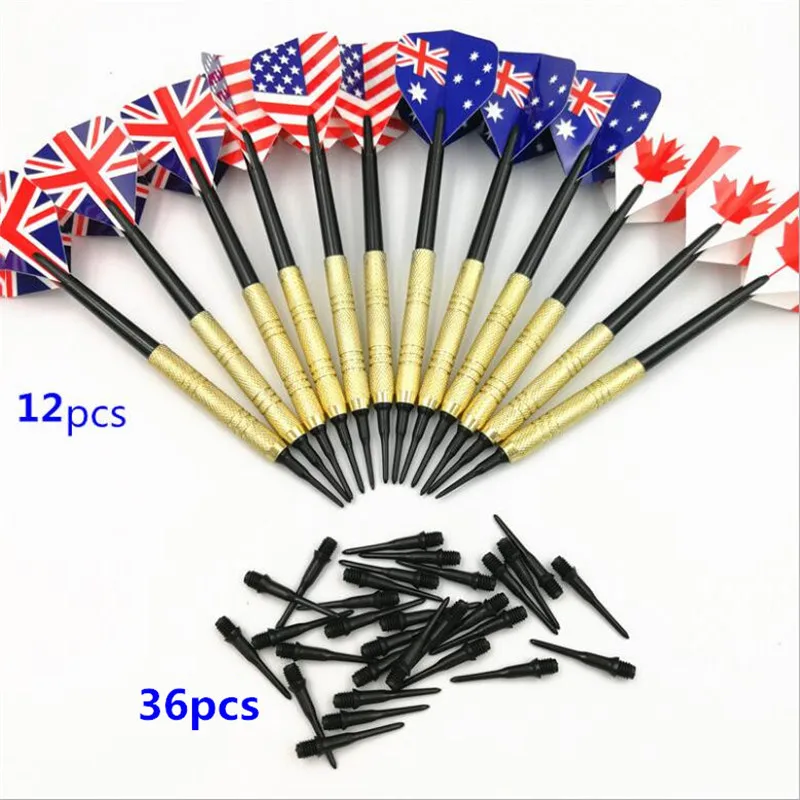 

12 Pcs Plastic Soft Tip Darts With 36 Extra Tips Four Kind Nice Flights Set Tips Needle Replacement For Electronic Dart