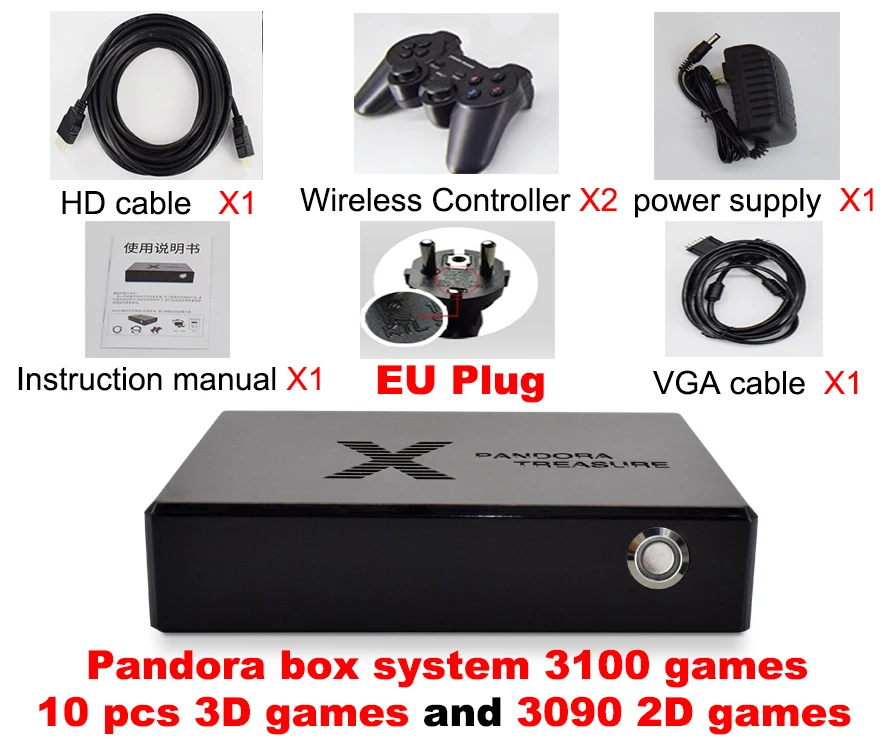 Pandora box 3D мини аркадная консоль 3100 в 1 игровая видео игра лунный свет Коробка С Сокровищами 2D Ретро игра PS1 3D игровая коробка 1500 В 1 игра - Цвет: Pandora3D wirelessEU