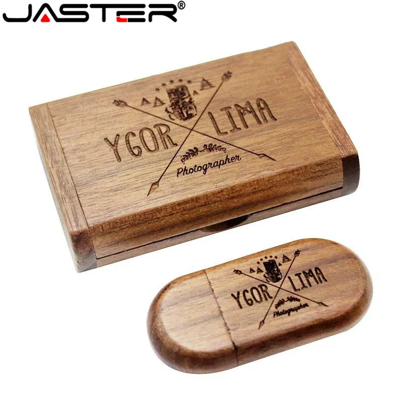 JASTER Деревянный Пользовательский логотип usb ellips Тип деревянная коробка флэш-накопитель флеш-накопитель usb 2,0 4 ГБ 8 ГБ 16 ГБ 32 ГБ 64 ГБ креативный подарок