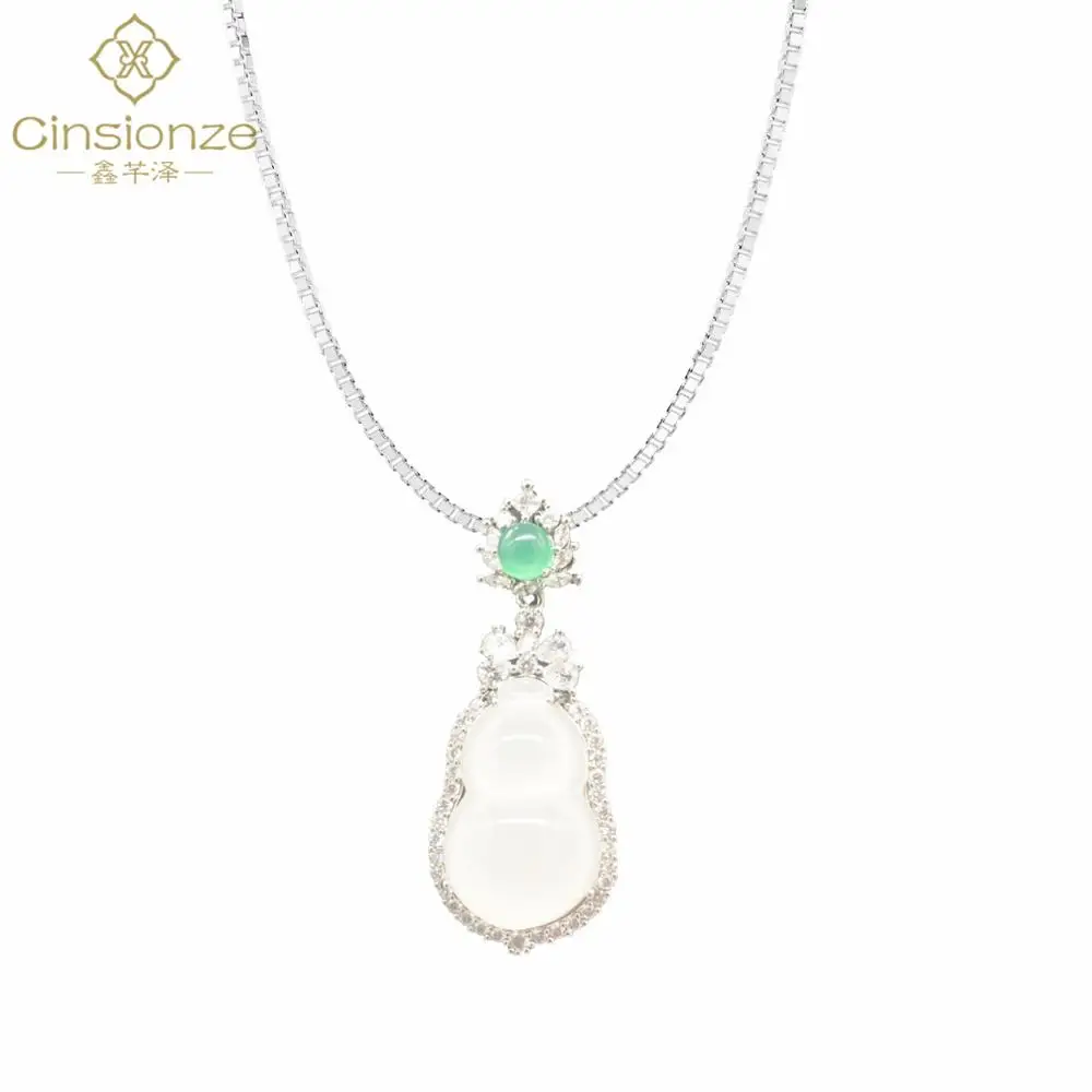 

Cinsionze Stylish Gourd Shaped Pendant Necklace Gemstone Zircon Copper Alloy Necklace Fashion Jewelry Christmas Gifts For Women