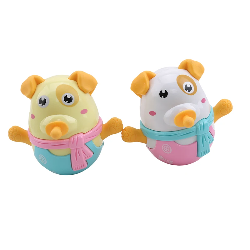 Small Cute Dog Baby Tumbler Doll Toy Teether Early Kids Educational Learning Toy Gifts for Toddler Infants Teether