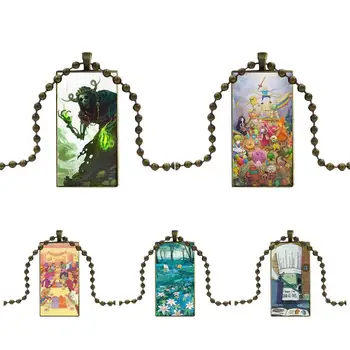 

Glass Cabochon Choker Pendant Rectangle Necklace Bronze Color Jewelry For Women Party Gift What Time Is It Adventure Time