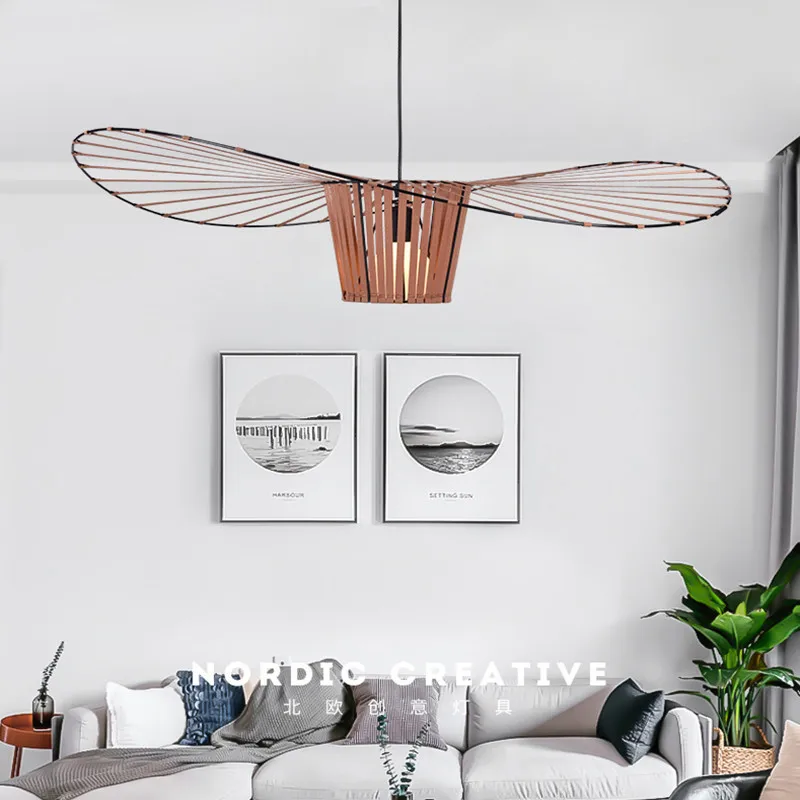 Nordic LED design straw hat fiber E27 декоративные подвесные светильники для гостиной свадьбы
