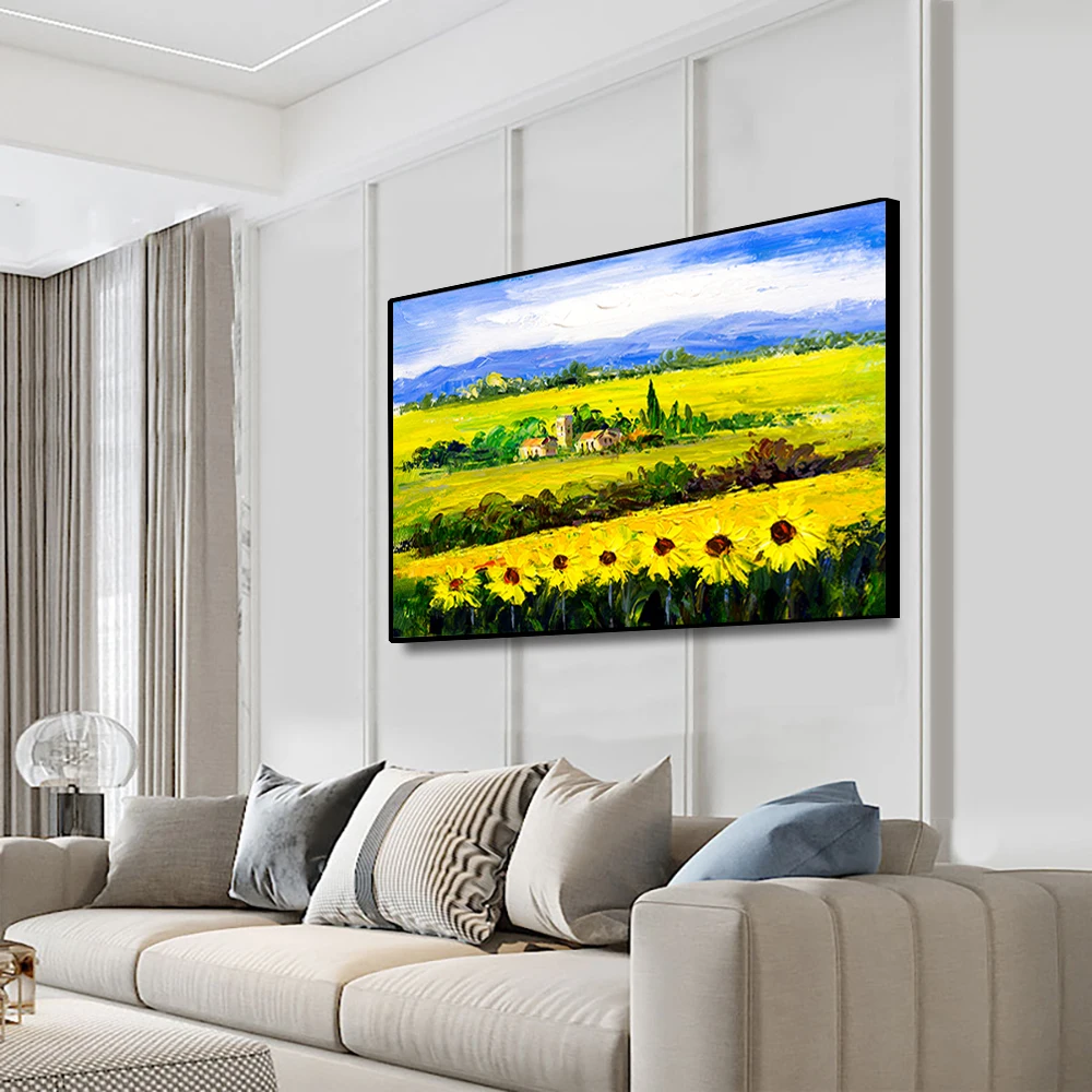 River SunFlower Field Canvas Painting Calligraphy Prints Home Decor Wall Pictures For Living Room Bedroom Home Decoration River SunFlower Field Canvas Painting Calligraphy Prints Home Decor Wall Pictures For Living Room Bedroom Home Decoration