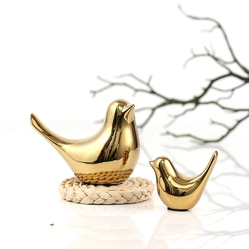 

Nordic Ins Golden Bird Ceramic Ornaments Living Room Wine Cabinet Window Desktop Home Ornament Wedding Jewelry Decoration Crafts