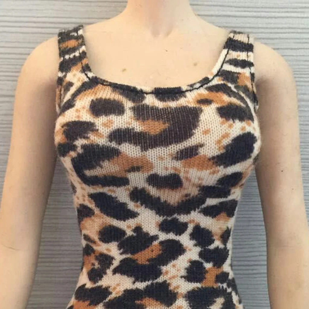 1/6 Scale Women Leopard Skirt Dress Package Hip Vest Clothes for 12 Inch Female Figure Body Accessory