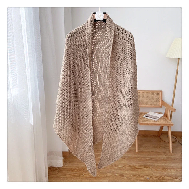 Bufanda de lana de invierno triangular de lujo de Color sólido elegante para muj