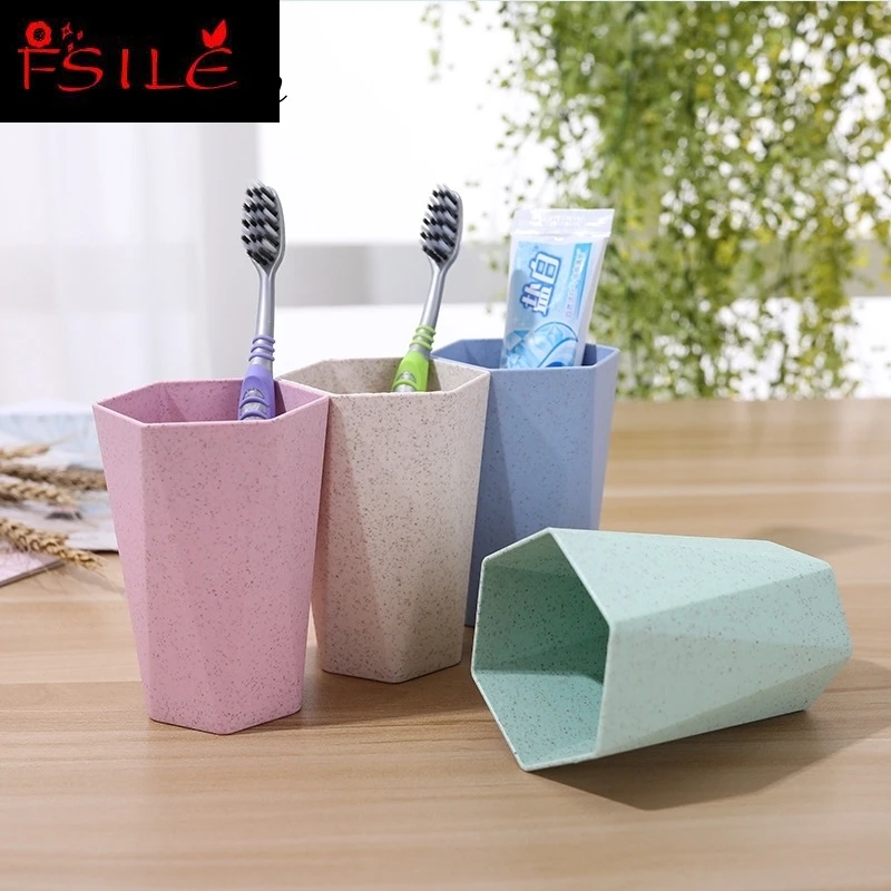 

4 Colors 300ml Thick Wheat Straw Diamond Cup Anti-fall Brushing Cup Water Milk Coffee Cup Household Wheat Healthy Mugs