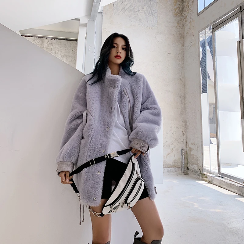 Пальто из натурального меха корейское мотоциклетное зимнее пальто Женская овечья стрижка шерстяная куртка женская одежда Manteau Femme 205 YY1053