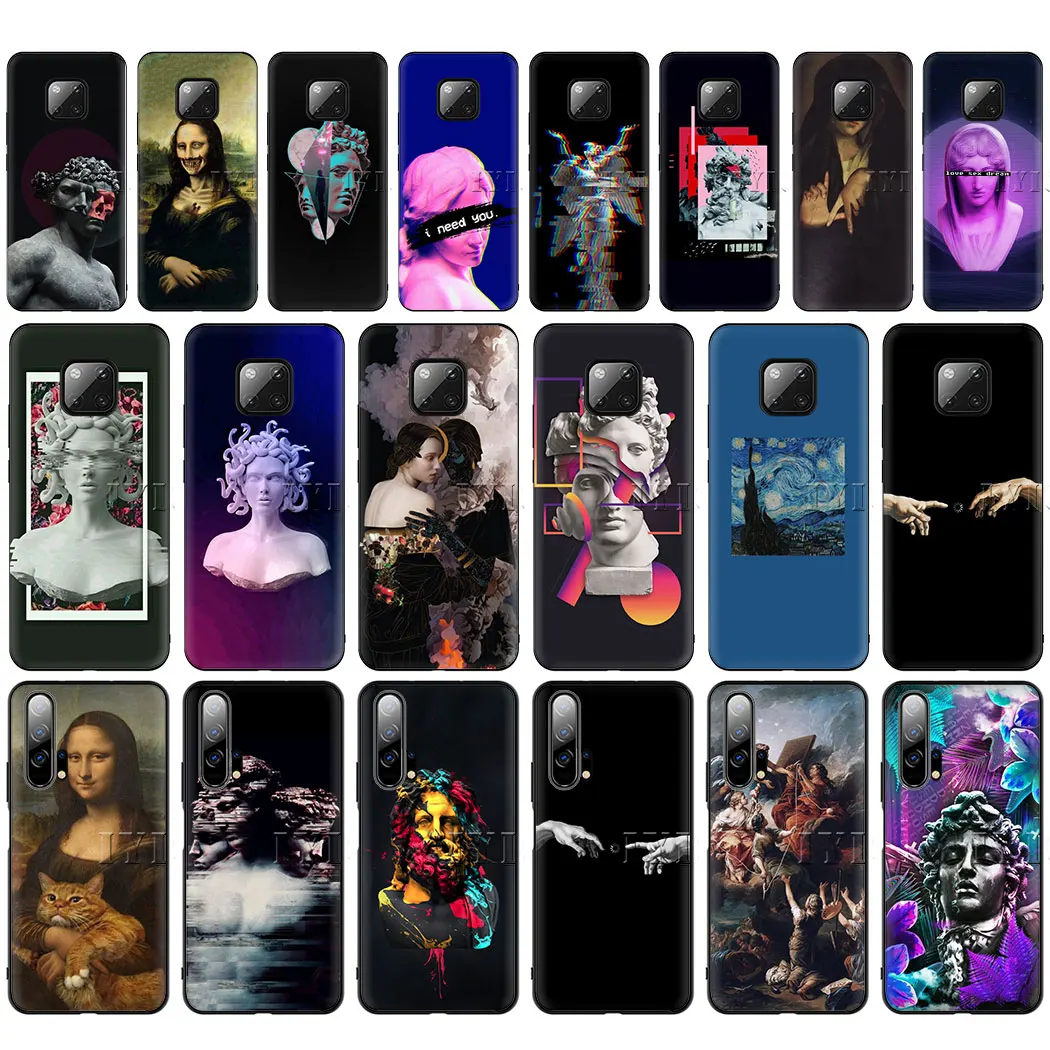 Винтажный пластырь статуя Давида эстетическое искусство мягкий чехол для huawei P30