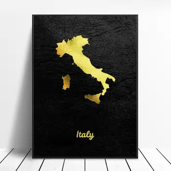 

Golden Map Art Italy Canvas Painting Art Print Poster Picture Wall Modern Minimalist Bedroom Living Room Decoration