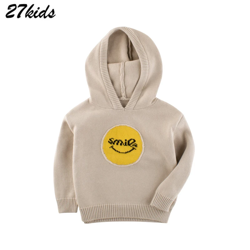 27kids Smile Letter Print Kids Sweater For Baby Girls Boys Hooded Sweater Toddler Children Kid Girl Boy Clothing Top