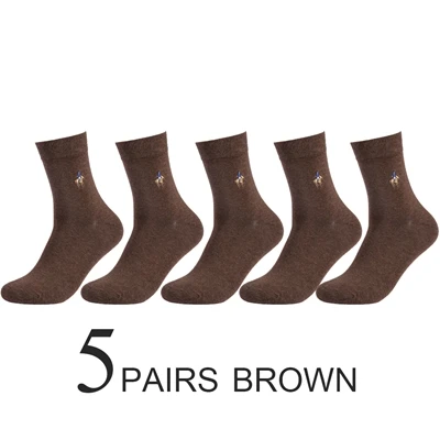 B 5 pairs brown PIER POLO, носки, мужские хлопковые нарядные носки, брендовые новые деловые мужские носки, мужские носки высокого качества для отдыха, длинные носки в подарок, размер 39-44 - Цвет: B 5 pairs brown