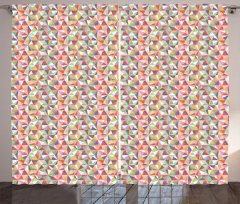 

Pale Green Mauve Abstract Curtains Geometry Polygon Look Colorful Triangles Print Living Room Window Drapes
