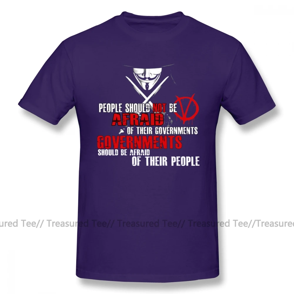 Футболка V For Vendetta, футболка V FOR VENDETTA GUY FAWKES CONSPIRACY QUOTE, футболка большого размера с короткими рукавами, Пляжная забавная футболка - Цвет: Purple