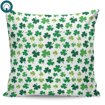 

St. Patrick'S Day White Clover Pattern Pillow Covers Cases Cover Cushion Pillowcase Square Print