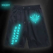 Модные спортивные штаны с изображением монстра охотника, дышащие штаны для студентов, пляжные хлопковые спортивные короткие штаны, Короткие штаны для фитнеса