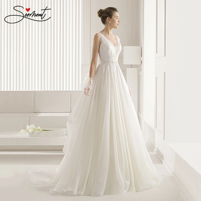 

SERMENT Simple and Elegant Lace Light Wedding Dress Square Collar Lace Up Suitable for Slim Bride Court Train Wedding Dresses