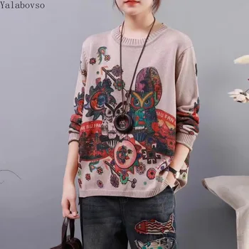 

2019 Vintage Retro Sweaters Computer Knitted sweaters Regular Pullovers Character pullovers for women CXC Z40