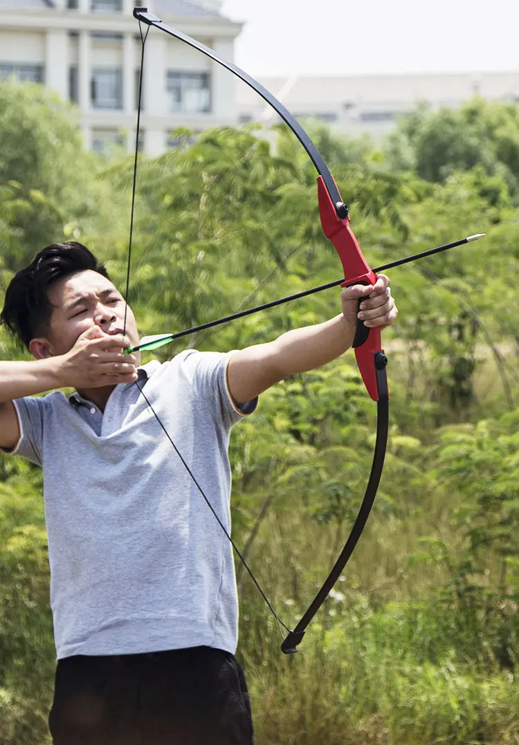 Juego de arco recurvo y Flecha de caza para adultos, juego de práctica de  tiro con arco largo de 60 pulgadas, con 6 flechas de fibra de vidrio -  AliExpress