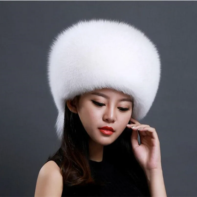 

Шапка из натурального Лисьего меха в казачьем стиле, русская зимняя шапка, женская теплая шапка с ушками, H172