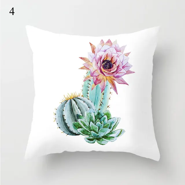 1PC Cactus Floral Print Cushion Cover Polyester Pillow Cases Throw Pillows Sofa Home Decor Pillowcase Decorative Pillow Covers 4
