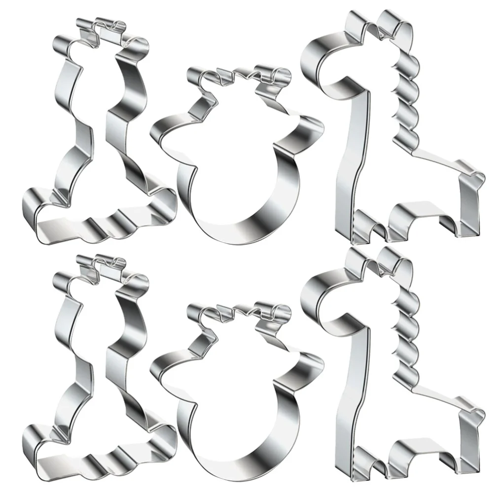 6pcs Cookie Cutters Stainless Steel Giraffe Shape Biscuit Frame Cookie Molds Baking Molds for Bakery Home