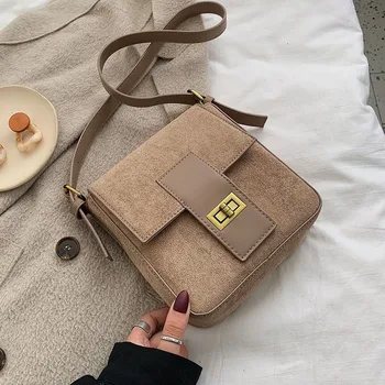 

New Fashion Solid Color Female Shoulder Messenger Bag Scrub Leather Small Crossbody Bags for Women Ladies' Handbags and Purses