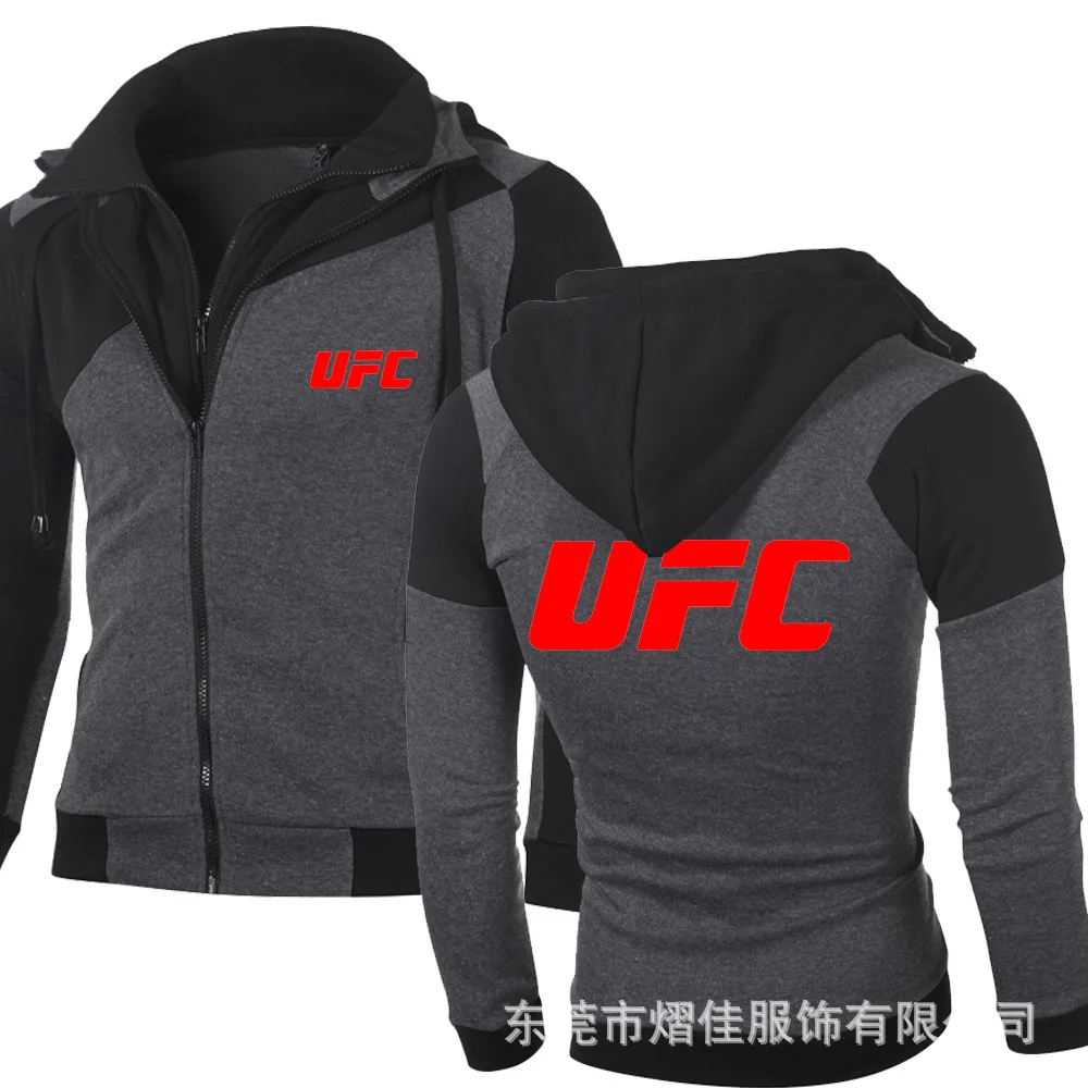 Мужская толстовка, логотип UFC, куртка, свитшоты, двойная молния, Mitsubishi, худи, хлопковый пуловер, спортивная одежда, пальто P - Цвет: 3
