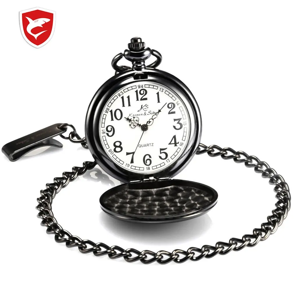 KS Brand Vintage Silver Smooth Case White Dial Analog Quartz Relogio Key Long Chain Pendant Men Pocket Watch Jewelry Gift/KSP002 | Наручные