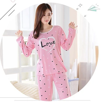 

Comfortable Ladies' Pajamas Lady Sleep Spring M-2XL Cotton Cute Pajama Set