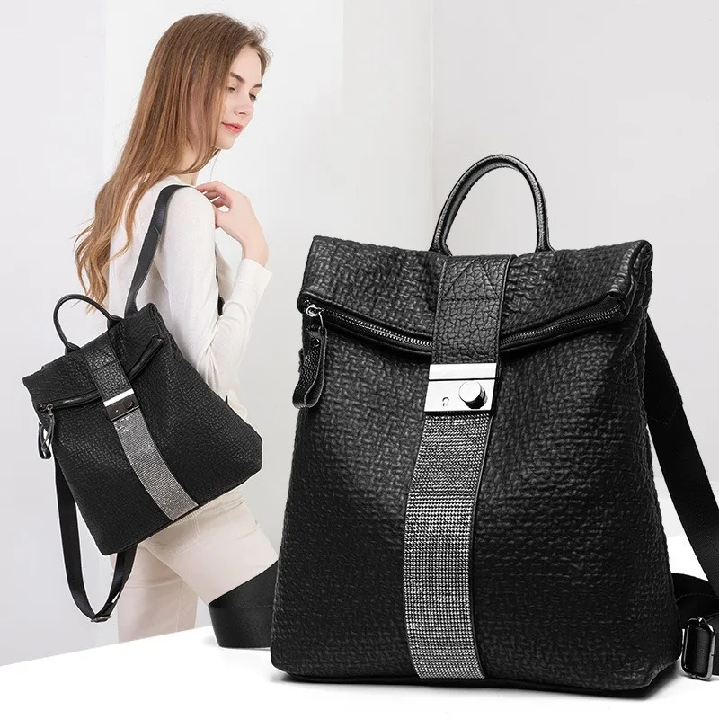 

2020 New Style WOMEN'S Leather Bags Fashion Bubble Pattern Sheepskin Backpack Lady Bag leather backpack