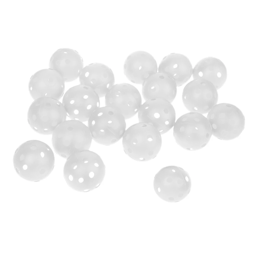 20 Pieces Plastic Training Golf Balls Portable Perforated Practice Tennis Ball - Color: White