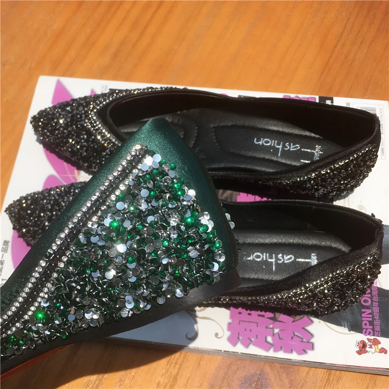 rhinestones women casual shoes fashion shiny ladies dress footwear pointed slip on female ballet flats mixed colors moccasins (7)