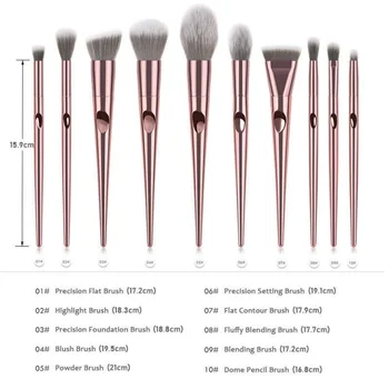 

10pcs Metal Makeup Brushes Set Cosmetic Face Foundation Powder Eyeshadow Blush Lip Plating Make Up Brush Kit Maquiagem Gift Set