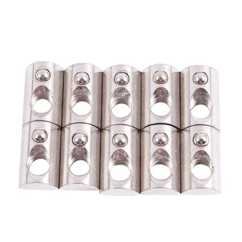 

10x M8 Female Thread Roll-in Ball Spring T Slot Nut Silver