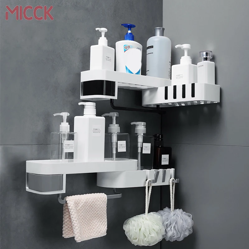 MICCK пластиковый угловой шкаф для хранения на присоске ванная комната органайзер