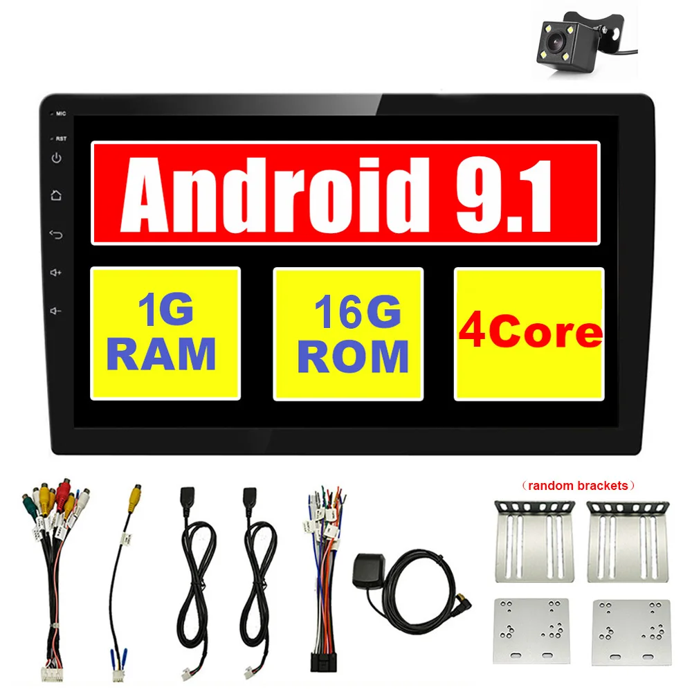 1 16G cam Android 9,1 2G+ 16G Автомобильный мультимедийный плеер 10," 2 Din Универсальное автомобильное радио gps навигация Bluetooth Видео плеер камера заднего вида - Цвет: 1 16G cam
