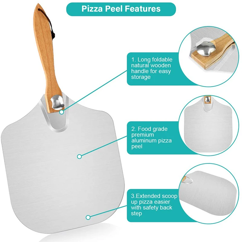 Portable Pie Pizza Shovel Baking Accessories Foldable Handle Bread Rocker Cutter Chopper Cake Paddle Spatula Pastry Tools