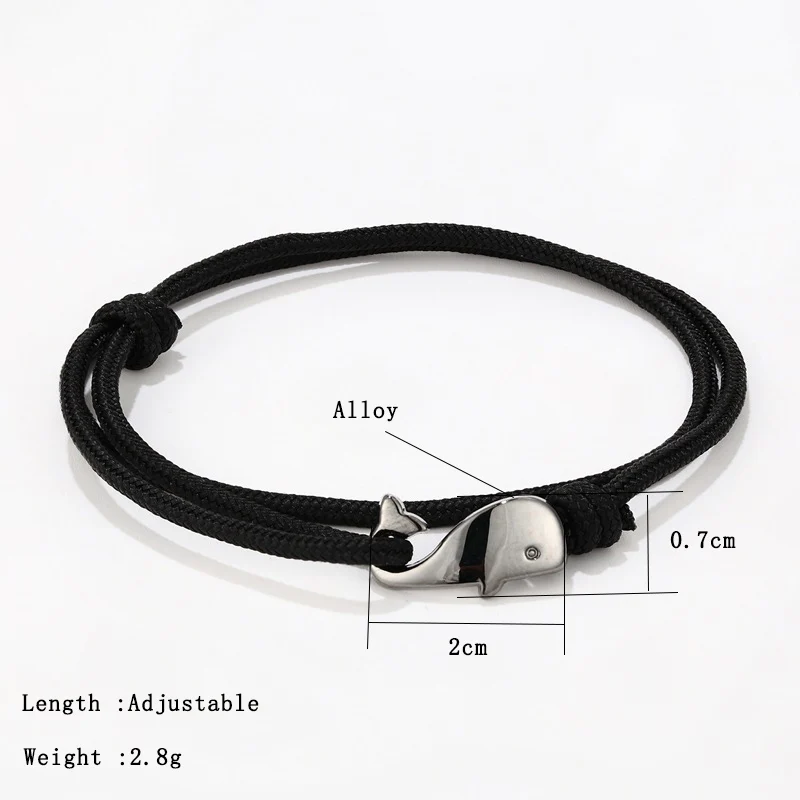 Adjustable String Whale Bracelet Beach Jewelry for Men and Women