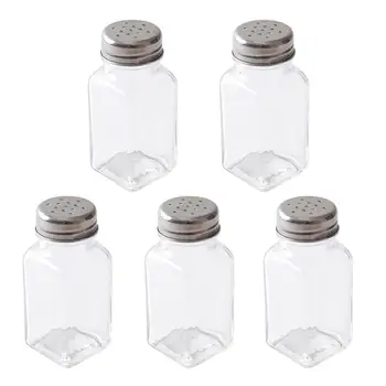 

5pcs Glass Seasoning Bottles Transparent Pepper Salt Storage Seasoning Bottle for Home Restaurant Store