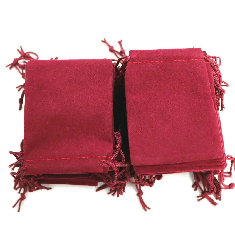 100pcs 7x9cm Velvet Drawstring Jewelry Bag Christmas/Wedding Gift Bags Dark Red Wholesale 500pcs 7x9cm retail jewelry velvet gift packaging drawstring bags