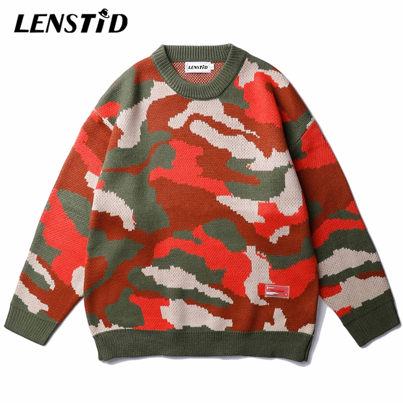 LENSTID Осень Новые мужские хип хоп камуфляжные трикотажные пуловеры Harajuku Decory модные уличные мужские пуловеры брендовая одежда