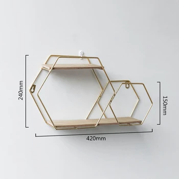 

Shelf, Punch-Free Double Hexagon Wall-Mounted Shelf Living Room Tv Wall Set-Top Box Wall Decoration Wall-Mounted Bookshelf