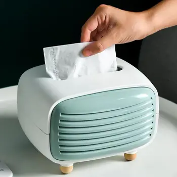 

creative cartoon small TV shape plastic wood tissue box living room coffee tabletop case home organizer decoration tools pf8281