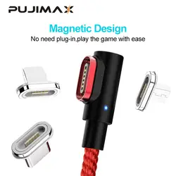 Магнитный кабель PUJIMAX, 90 градусов, быстрая зарядка, usb c, кабель type-c, шнур для передачи данных, зарядное устройство usb-c для samsung S8 Note 9 8, Xiaomi mi8 mi6