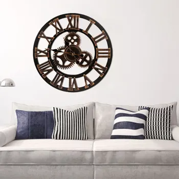 

Home Decoration European Wall Clock Decorative Vintage Decor Retro Livingroom Fashion Watches Wooden Hollowed-Out Wall Bell